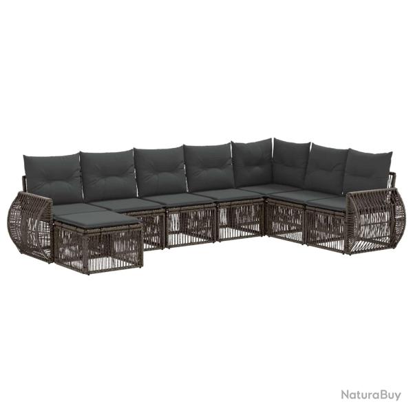 Ensemble de canap� de jardin 8 pcs Gris et Gris fonc� polyrotin