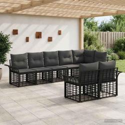 Ensemble de canap&eacute;s d'ext&eacute;rieur 8 pcs Noir et Gris fonc&eacute;