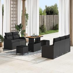Ensemble de canap&eacute; de jardin avec coussin 8 pcs Noir