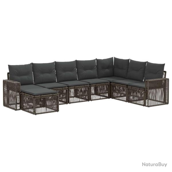 Ensemble de canap� de jardin 8 pcs Gris et Gris fonc� polyrotin
