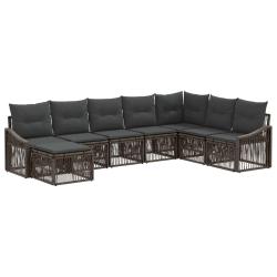 Ensemble de canap&eacute; de jardin 8 pcs Gris polyrotin