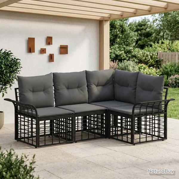 Ensemble de canap�s d'ext�rieur 4 pcs Noir et Gris fonc�