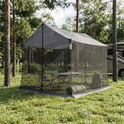 Tarp de camping avec murs en maille Gris et orange