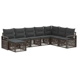 Ensemble de canap&eacute; de jardin 8 pcs Gris polyrotin