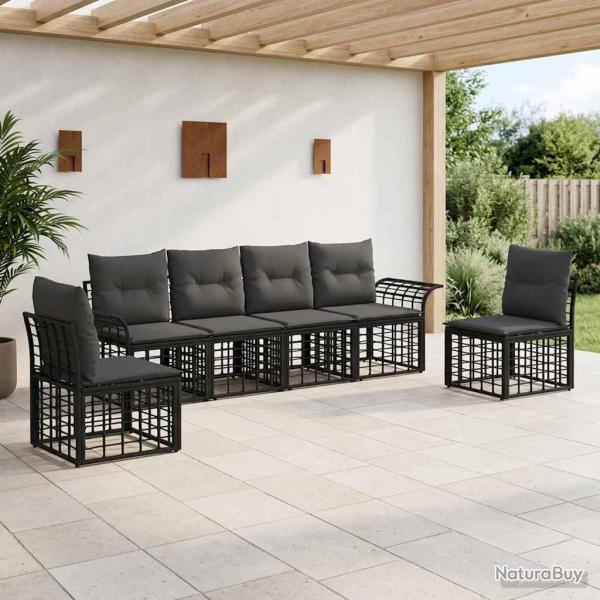 Ensemble de canap�s d'ext�rieur 6 pcs Noir et Gris fonc�