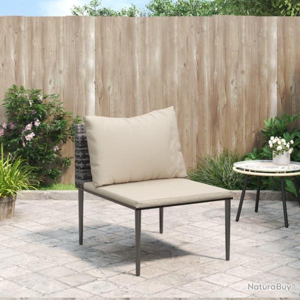 Canap� central de jardin avec coussins gris r�sine tress�e
