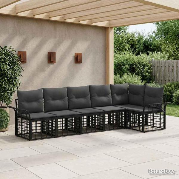 Ensemble de canap�s d'ext�rieur 6 pcs Noir et Gris fonc�