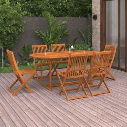 Ensemble &agrave; manger de jardin 7 pcs bois massif d'acacia