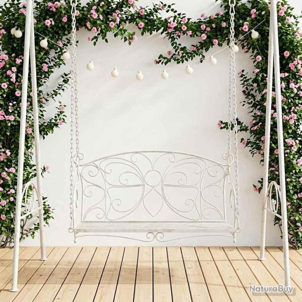Banc Balan�oire Acier 105,5 x 61 x 56 cm Blanc antique