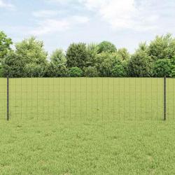 Cl&ocirc;ture Euro avec poteau 50 x 0,6 m Acier recouvert de PVC Gris