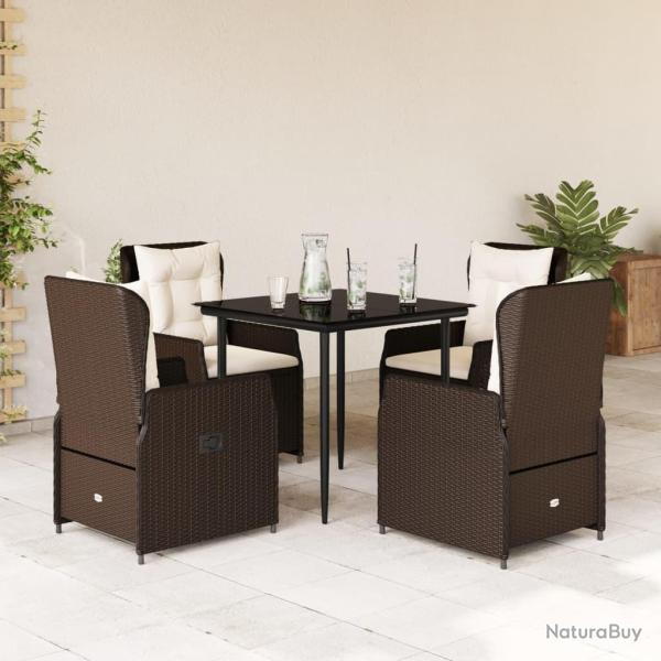Ensemble � manger de jardin 5 pcs et coussins marron poly rotin