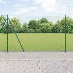 Cl&ocirc;ture hexagonale avec base en b&eacute;ton 25 x 1,4 m Vert Maille