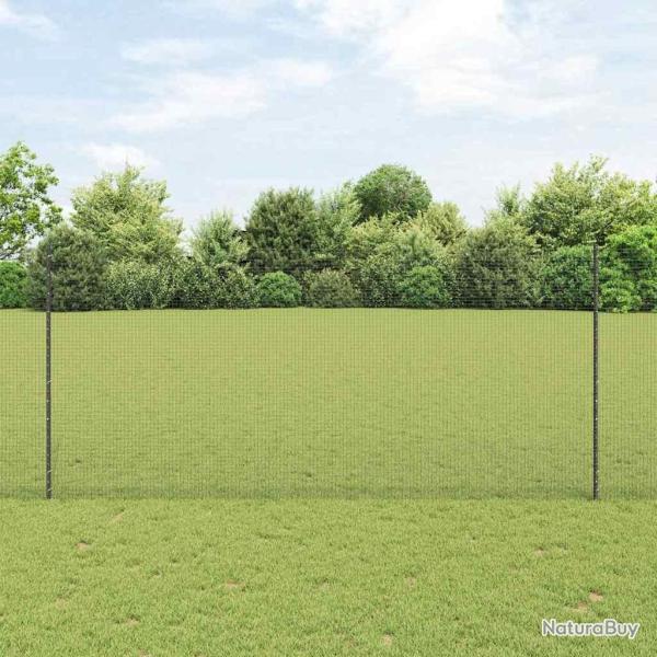 Cl�ture en fil soud� avec poteaux 10 x 1,4 m Gris Maille