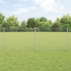 Cl&ocirc;ture grillag&eacute;e avec poteau 10 x 0,8 m Acier galvanis&eacute; Maille