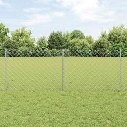Cl&ocirc;ture grillag&eacute;e avec poteau 10 x 0,8 m Acier galvanis&eacute; Maille