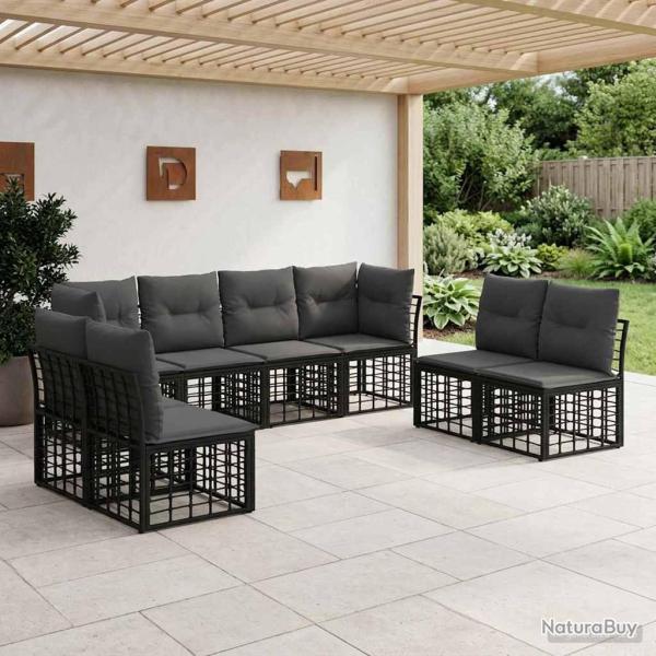 Ensemble de canap�s d'ext�rieur Noir Polyester