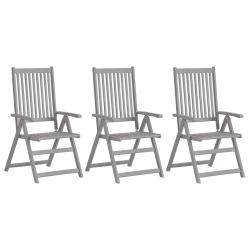 Chaises inclinables de jardin lot de 3 Gris Bois solide acacia