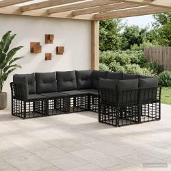 Ensemble de canap&eacute;s d'ext&eacute;rieur 8 pcs Noir et Gris fonc&eacute;