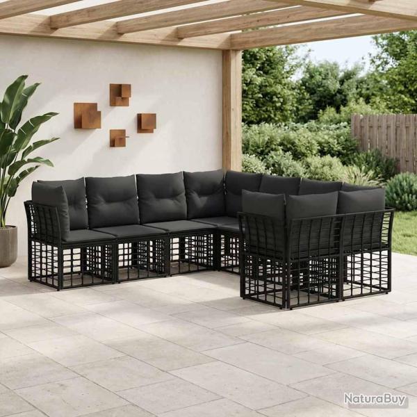 Ensemble de canap�s d'ext�rieur 8 pcs Noir et Gris fonc�