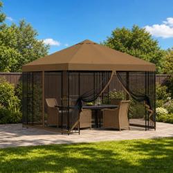 Abri de jardin avec parois 3 x 3 m Taupe Polyester et Acier