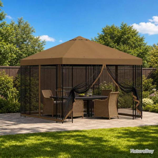 Abri de jardin avec parois 3 x 3 m Taupe Polyester et Acier