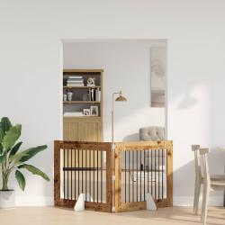 Porte de chien pliable avec supports 2 pcs Bois ancien 200,5 cm