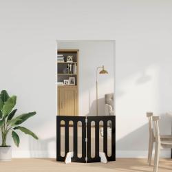 Cl&ocirc;ture pliable pour animaux 2 pcs Ch&ecirc;ne Noir Bois d'ing&eacute;nierie