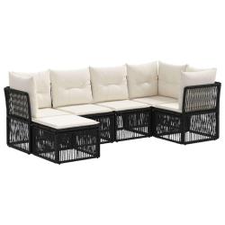 Ensemble de canap&eacute; de jardin 6 pcs Noir polyrotin