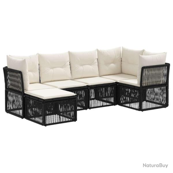 Ensemble de canap� de jardin 6 pcs Noir polyrotin