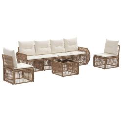 Ensemble de canap&eacute; de jardin 7 pcs Beige et blanc cr&egrave;me