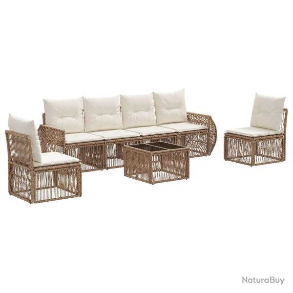 Ensemble de canap� de jardin 7 pcs Beige et blanc cr�me
