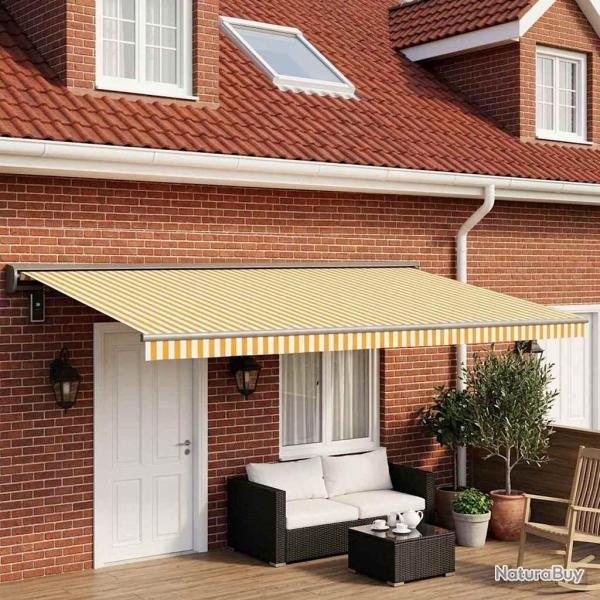 Toile de rechange pour auvent Jaune et blanc 500 � 300 cm