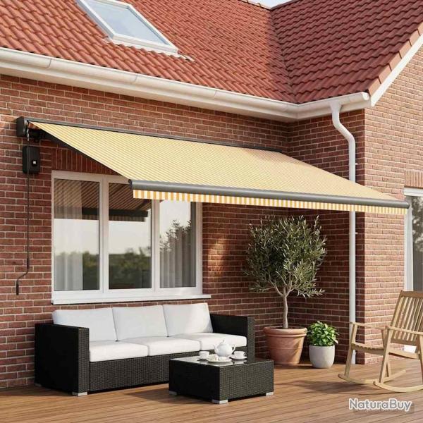 Toile de rechange pour auvent Jaune et blanc 450 � 300 cm