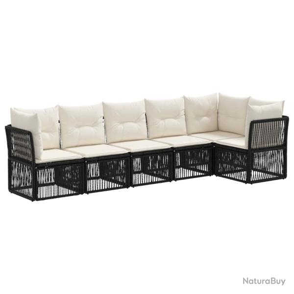 Ensemble de canap� de jardin 6 pcs Noir polyrotin