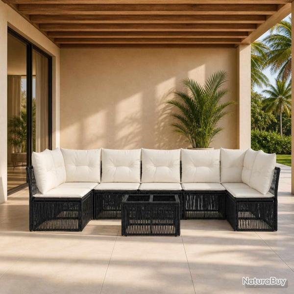 Ensemble de canap� de jardin 8 pcs Noir polyrotin