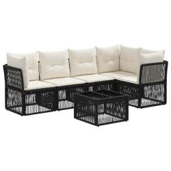 Ensemble de canap&eacute; de jardin 6 pcs Noir polyrotin