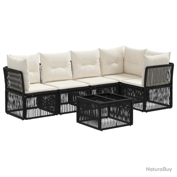 Ensemble de canap� de jardin 6 pcs Noir polyrotin