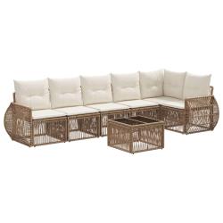 Ensemble de canap&eacute; de jardin 7 pcs Beige et blanc cr&egrave;me