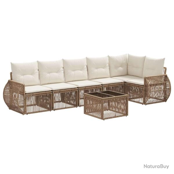 Ensemble de canap� de jardin 7 pcs Beige et blanc cr�me