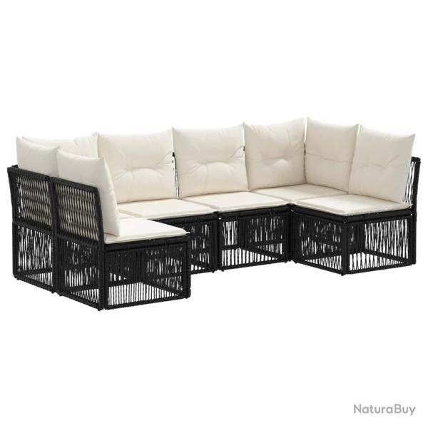 Ensemble de canap� de jardin 6 pcs Noir polyrotin