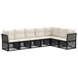 Ensemble de canap&eacute; de jardin 7 pcs Noir polyrotin