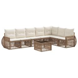 Ensemble de canap&eacute; de jardin 8 pcs Beige et blanc cr&egrave;me