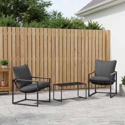 Ensemble de canap&eacute; de jardin 3 pcs Noir et anthracite Acier
