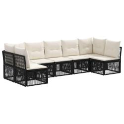 Ensemble de canap&eacute; de jardin 7 pcs Noir polyrotin