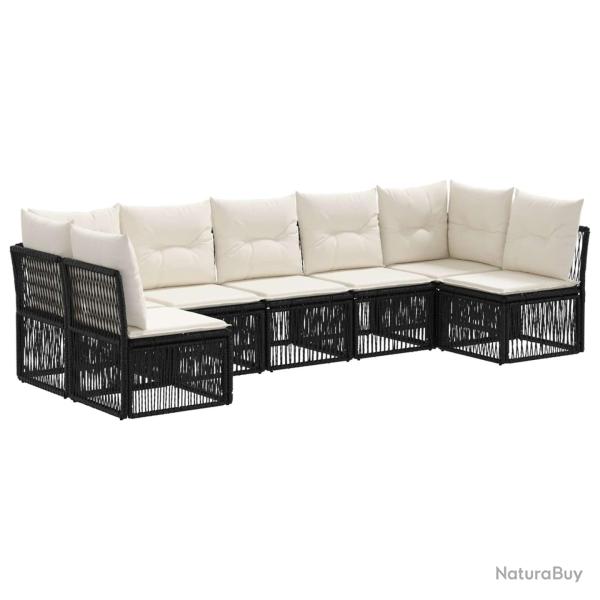 Ensemble de canap� de jardin 7 pcs Noir polyrotin