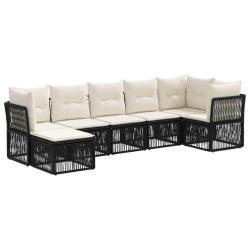 Ensemble de canap&eacute; de jardin 7 pcs Noir polyrotin