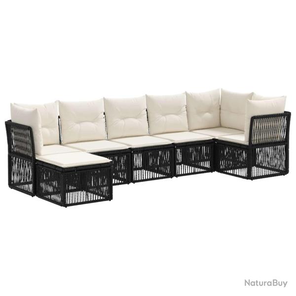Ensemble de canap� de jardin 7 pcs Noir polyrotin