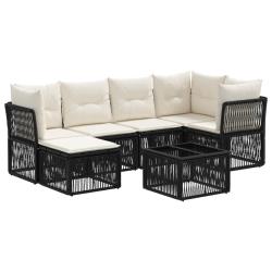 Ensemble de canap&eacute; de jardin 7 pcs Noir polyrotin