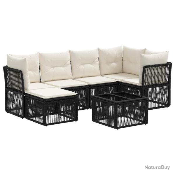 Ensemble de canap� de jardin 7 pcs Noir polyrotin