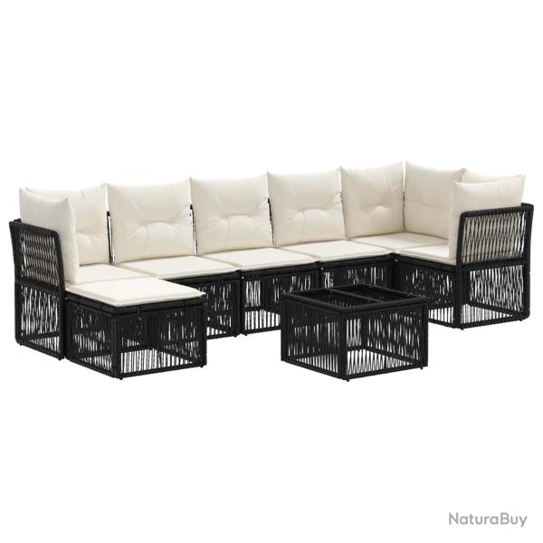 Ensemble de canap� de jardin 8 pcs Noir polyrotin